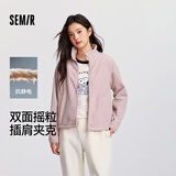 森马（Semir）外套女抗静电摇粒绒宽松休闲冬季拼接立领插肩袖夹克101724108004