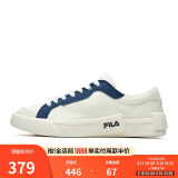 FILA FUSION斐乐男鞋POP帆布鞋潮牌男子潮流板鞋街拍运动休闲鞋男 奶白/徽章蓝-GB 41