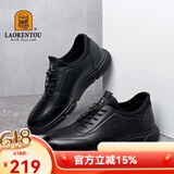 老人头 皮鞋男商务休闲鞋头层牛皮运动鞋防滑耐磨舒适透气户外板鞋男鞋 黑色款 39 (偏大一码）