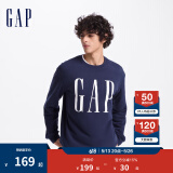 Gap男女装字母印花大logo圆领抓绒卫衣609136简约经典款 海军蓝 170/92A(M) 亚洲尺码
