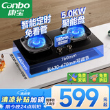 康宝（Canbo）5.0KW定时灶猛火嵌入式燃气灶具双炉打火灶家用一级能效【国家补贴】罐装煤气JZY-2QB670液化气
