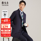 雅戈尔（YOUNGOR）风衣男双翻领长款棉风衣聚酯纤维不易皱保型弹性耐穿 VYCF429949FAA藏青 L 175/96A