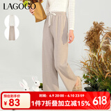 lagogo【云朵裤】简约高腰休闲裤女拉谷谷2024年秋季新款慵懒长裤 杏色(K5) M 160/38