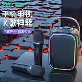 索爱（soaiy）SK6话筒音响一体麦克风家用K歌唱歌直播专用儿童无线蓝牙家庭KTV声卡版暗月黑【双话筒】