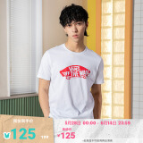 VANS范斯官方 男女情侣短袖T恤夏季滑板LOGO经典款红白出游好物 白色/红色 M