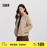 森马（Semir）外套女插肩袖珊瑚绒仿羊羔毛2024冬季立领宽松夹克109724108003
