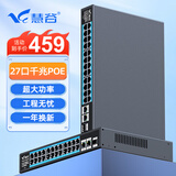 慧谷 千兆27口POE交换机 24百兆POE+2千兆口+1千兆SFP光口 摄像头AP网线供电交换器分线器 HG-1026FP