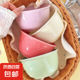 马卡龙色系陶瓷碗奶油色高颜值家用釉下彩餐具ins新款饭碗甜品碗 一家四口温馨款【四碗】