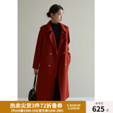 独束大码女装复古英伦风双面呢大衣女冬装新款羊毛大衣正肩呢子外套 砖红色 M (尺码：1)
