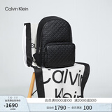 Calvin KleinJeans男士校园风满版压印字母拉链ck大容量双肩包节日礼物HH2622 UB1-太空黑 OS
