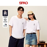 SPAO100%纯棉短袖T恤男女2025夏季新款舒适亲肤上衣SPDX25SD01XY 白/象牙熊-贴布绣 XL