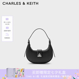 CHARLES&KEITH三角扣新月包腋下包单肩包包女包女友生日七夕礼物CK2-50271205 Noir黑色 S