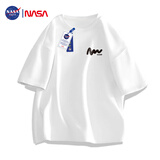 NASA GISS官方潮牌联名t恤男夏季宽松休闲圆领百搭印花五分短袖 白色 XL 