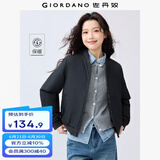 佐丹奴棒球服女秋季新款棒球领棉衣甜酷飞行员夹克外套女13372829 09标志黑 L