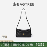 BAGTREE【明星同款】包包树奶盒包植鞣牛皮新款轻奢品牌单肩斜挎Hobo女包 檀黑色-小号【双磁吸款】 高级小众