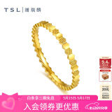 谢瑞麟（TSL）520礼物 黄金戒指女款蜂巢六角形5G足金素圈戒指指环YS507 11号圈口（1.7g，工费350元）