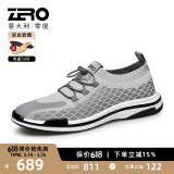 零度Zero网面鞋男夏季新款休闲运动鞋飞织户外网面鞋子男士轻便旅游鞋 升级款-灰色 41 拍比运动鞋小一码