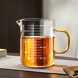 雅集耐热透明玻璃刻度杯量杯牛奶杯喝茶水杯400ml单杯无盖