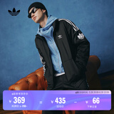 adidas经典复古三条纹双拉链宽松夹克外套男女春季阿迪达斯三叶草 黑色 XL