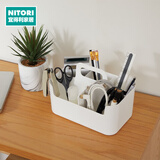 NITORI宜得利家居 桌面收纳盒台面整理梳妆台置物手提N塑料收纳篮 白色