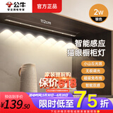 公牛（BULL）感应灯带无线光感+人体感应超薄橱柜灯衣柜入户磁吸led条形小夜灯 银1.12m-7波纹 三色调光-小山丘