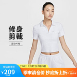 耐克(NIKE)春夏女短袖T恤 POLO衫 运动休闲 简约时尚 DV7885-051灰白M