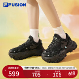 FILAFUSION斐乐潮牌女鞋硬糖鞋厚底老爹鞋女运动鞋女 黑色-BK 37.5