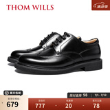 THOM WILLS【明星同款】德比鞋英伦风男士商务正装皮鞋舒适透气真皮男鞋夏季 黑色小牛D1611 40 /7码