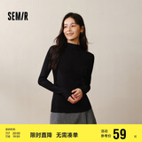 森马（Semir）长袖T恤女半高领吸湿发热抗菌2024冬紧身抓绒打底衫109724101001