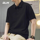 GLM短袖t恤男透气夏季翻领polo衫速干T恤冰丝感休闲运动上衣黑色2XL