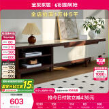 全友家居现代简约客厅家具小户型可伸缩长方形钢化玻璃高脚电视机柜子