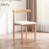 众淘实木腿电脑桌台式双人书桌学习桌办公桌工作台桌椅套装长条桌子 【牛角椅】金属脚原木色+白色凳面