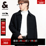 杰克·琼斯（JACK&JONES）男装衣服春秋直筒时尚出街短款毛呢外套男士100%绵羊毛休闲夹克男 E40黑色 XL 185