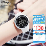 迪士尼（Disney）学生手表女初高中简约时尚防水电子表多功能运动手表白色备用表带