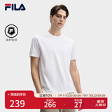 FILA 斐护科技|斐乐官方男子针织短袖2025春新款时尚简约休闲圆领T恤 标准白-WT L 175/96A/L