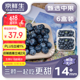 京鲜生 国产蓝莓 6盒14mm+装 125g/盒 生鲜水果 源头直发 包邮