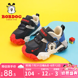 巴布豆（BOBDOG）童鞋宝宝鞋子冬季加绒新款加厚二棉鞋小童软底学步鞋女 藏青蓝/红 21 适合脚长12.8cm