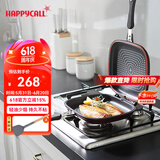 HAPPYCALL韩国进口双面不粘蒸煎锅家用平底不粘锅煎饼煎牛排锅无油烟煎鱼锅 棕色宽 27.5cm