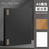 三木（SUNWOOD）A5/60张120页不硌手活页本 复古外壳可拆卸8孔横线笔记本 附索引页 考研错题作业本 棕黑 1389