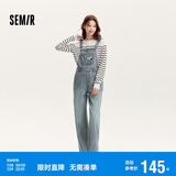 森马史努比IP牛仔裤女阔腿裤春秋背带裤休闲可爱109524124007