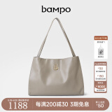 半坡饰族（bampo）【李梦同款】女包包新款福瑞方方包头层牛皮单肩斜挎包520礼物 浅灰白【大包大容量升级】