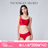 维多利亚的秘密（Victoria's Secret）双尺码果冻条小背心无钢圈内衣女文胸内裤内衣套装夏季送女友礼物 唇红色文胸+内裤 L /XL