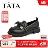 他她春商场同款时尚甜美蝴蝶结百搭乐福鞋WCPA1AA3 黑色 40