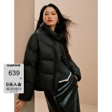 太平鸟女装羽绒服连帽泡芙冬保暖面包服外套 黑色1短款 S