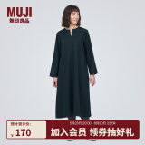 无印良品（MUJI）女式 起毛 V领长袖连衣裙 女款长裙裙子秋冬 女装 BC2FBC3A 深藏青色 M (160/84A)