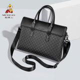 稻草人男老花纹印花公文包商务手提包办公出差律师单肩斜挎14英寸电脑包