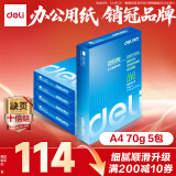 得力（deli）莱茵河A4打印纸 70g500张*5包一箱 口碑优选复印纸 双面草稿纸 整箱2500张7401【采购优选】