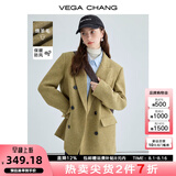 VEGA CHANG羊毛呢子大衣女冬2025新款旷野美拉德小个子英伦风毛呢西装大衣 奶姜棕 M