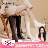 达芙妮（DAPHNE）靴子女长筒靴女2022秋冬新品经典骑士靴女加绒高筒靴女靴 棕色【加绒】 38
