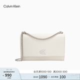 Calvin Klein【毕业礼物】小众单肩包荔枝纹包包链条翻盖CK女包斜挎包DH2806 67U-粉笔白 OS